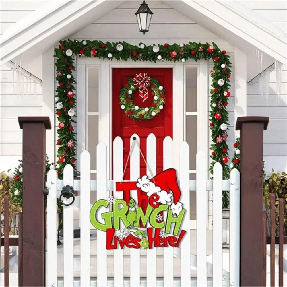 Christmas Wooden Hanging Door Sign,‎ Thief Stole Decor for Indoor/Outdoor Xmas